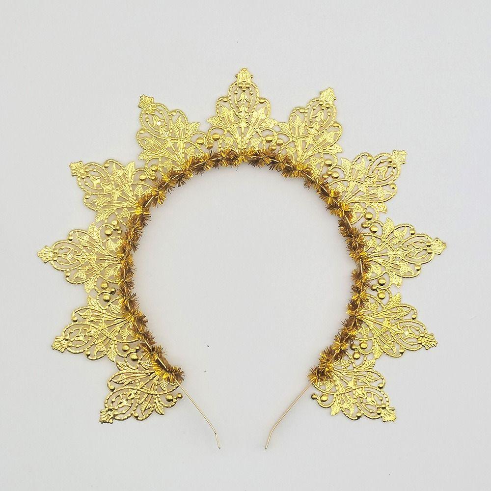 Golden Sun Goddess Crown Handmade Head Hoops Women Girl Hair Accessories