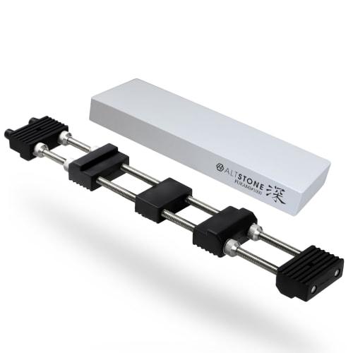 Someier Sink Bridge Knife Sharpening Holder with Non-Slip Stand (Medium Whetstone, 1000 Grit, ALTSTONE "Deep FUKAMI" Set)