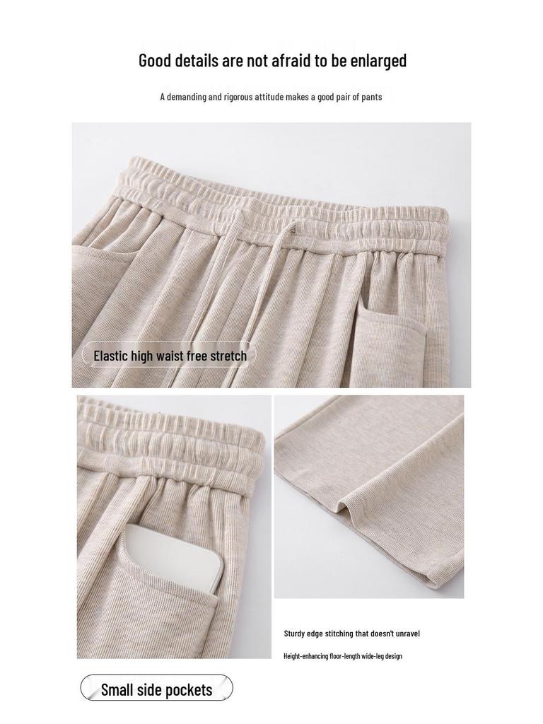 Pantaloni da donna a vita alta a gamba larga Sticky Rice - Pantaloni casual a gamba dritta a vestibilità ampia per primavera/autunno