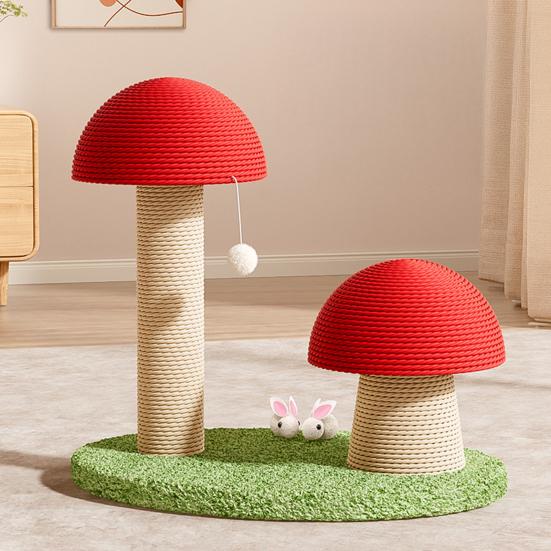 Mushroom Cat Scratching Post Sisal Rope Mushroom Cat Scratcher Interactive Vertical Cat Climbing Tree And Scratching Toy for Indoor Kittens Adult