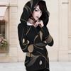 Women Plus Size Asymmetric Cutout Neck Long Sleeve Geometric Printed Fitted Hooded Shirt