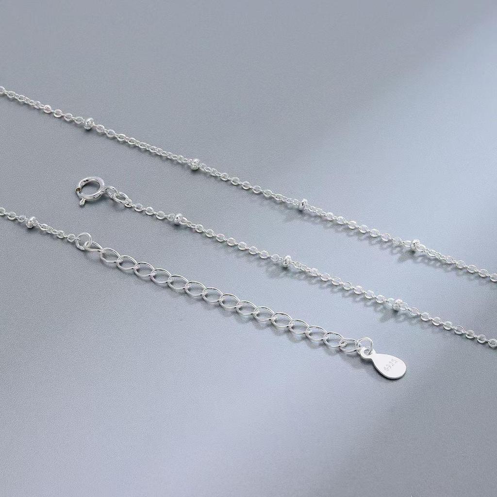 Trendy 2MM Side-Strung Bead Clavicle Chain for Women - Personalized, Cool Silver Jewelry for Summer