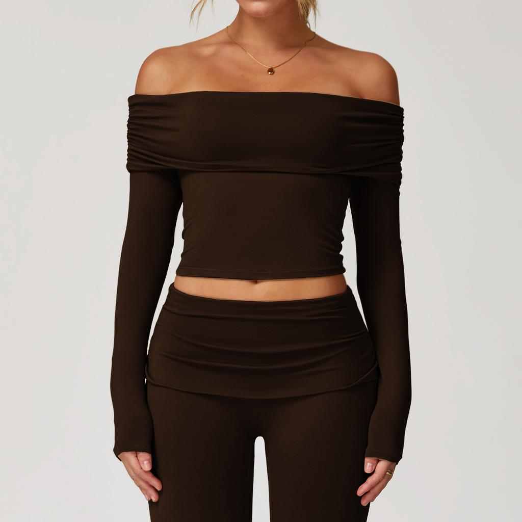 New Sexy Casual Long Sleeved Yoga Women'S One Shoulder Outer Wear Versatile Dance Sports Long Sleeved Women