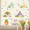 Easter Bunny House Wall Sticker, Kids Room Decor, Flower Window Decal, Self-Adhesive Home Decoration