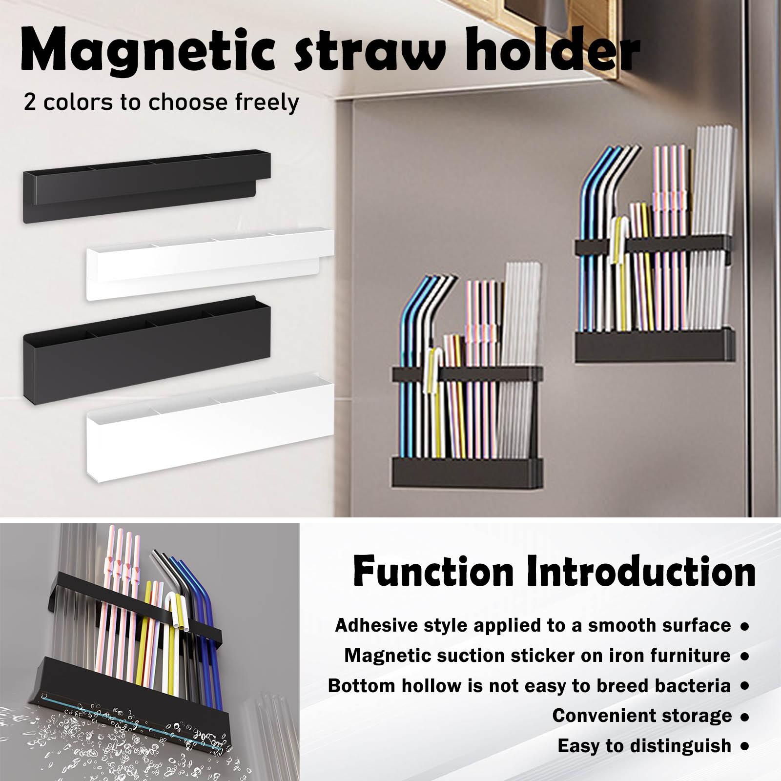 

Large Straw Holder For Cabinet Doors—reusable, Ultra-sticky Mount. Organizes Tumbler Straws Neatly. Compact Kitchen Storage Accessory. One Size чёрный