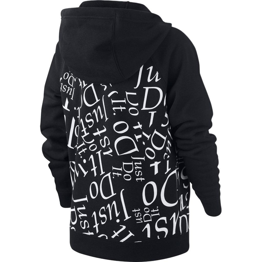 Nike Sportswear Zip Letter Print Hoodie Kids Hoodies Black CJ7833-010