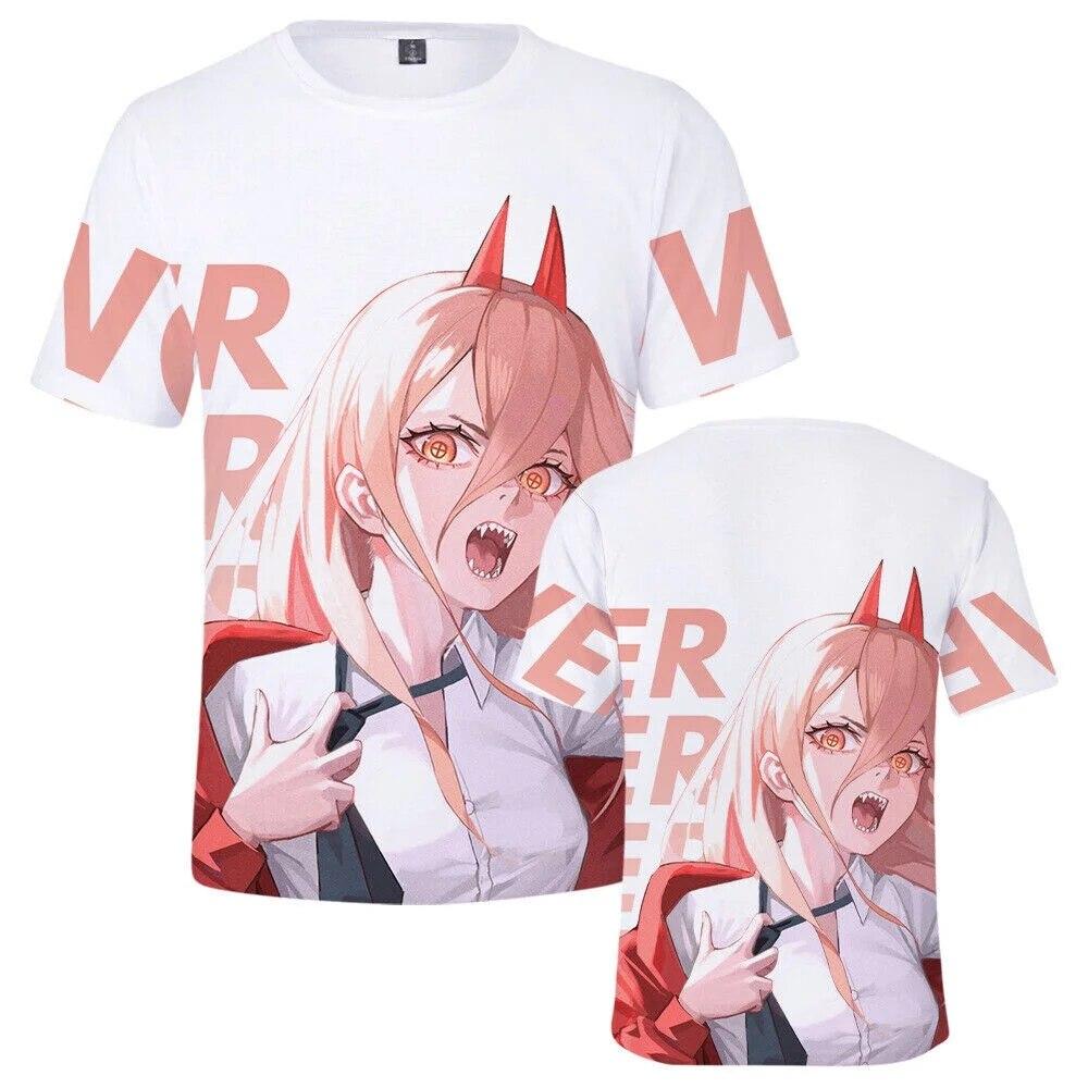 Tshirts Anime Chainsaw Man 3d Print Boys Girls Oversized Short Sleeve T Shirts Cartoons Crew Neck T-shirt Kids Tee Tops Clothes