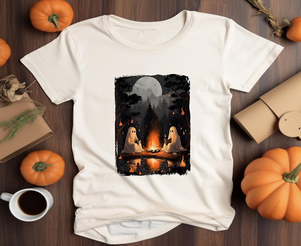 Camping Halloween Shirt, Retro GhosT-Shirt, Camp Lover Gift, Halloween Camper T-Shirt, Pumpkin Shirt, Halloween Gift, Funny Gift Tee Tops