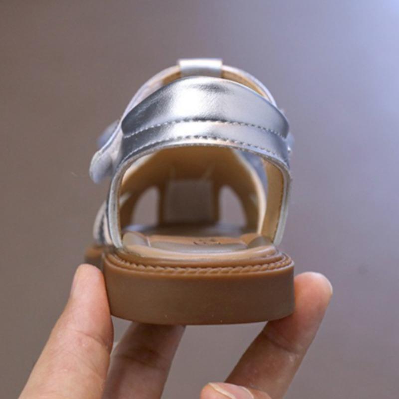 Girls Closed Toe Soft Sole Sandals, Summer Crystal Bow Princess Beach Shoes for Middle and Big Kids