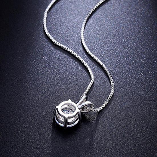 Colier cu lanț placat cu argint pandantiv stereoscopic cu stras pentru femei, cadou