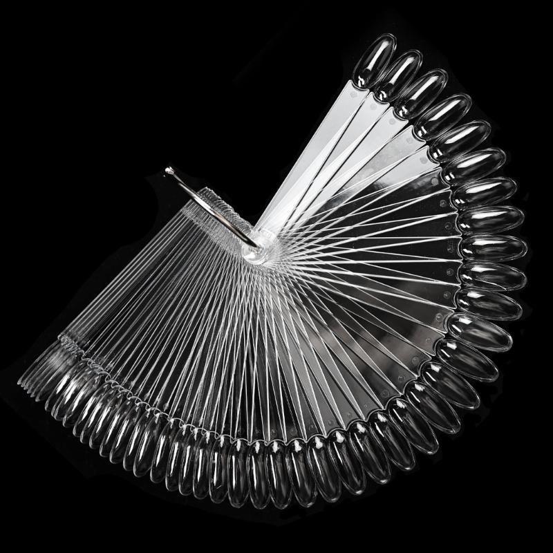 50 Pcs Fan Style Clear Nail Swatches Sticks Nail Art Accessories for Gel Polish Display and Easy Color Comparison