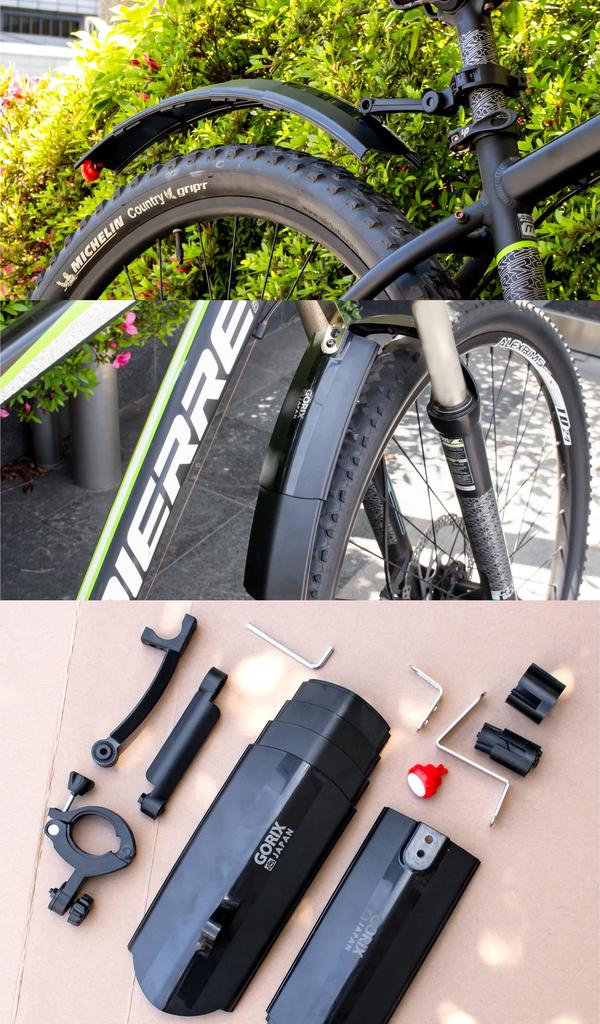 GORIX Telescopic Fender with Light and Rear for Easy to Install Water Splash Protection (Front Set) Bicycles, (GFD-SSL811), Mudguard,