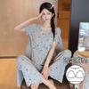 Modal Thin Short-sleeved Trousers High-end Pajamas Women's Suit Summer Cardigan Loungewear with Chest Pad In Stock
