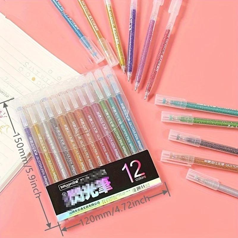 Set of12GlitterGelPens-SparklyJournaling &ColoringMarkersthe PerfectGift forChristmas & Halloween for DrawingPainting and More!