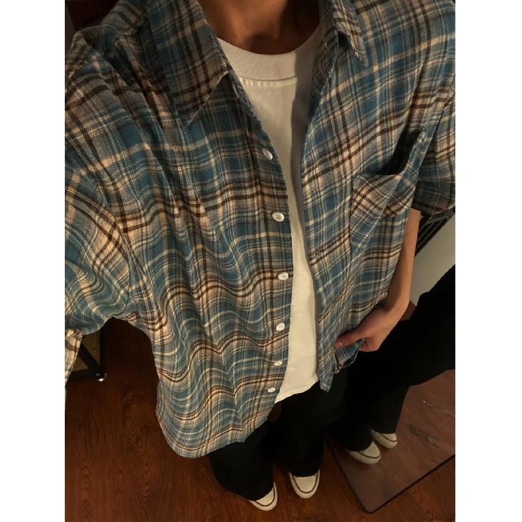 Retro Plaid Shirt For Women In Spring And Autumn, Thin Style, Summer Loose Design, Niche Long Sleeved Shirt, Outerwear, Inch Shirt