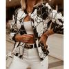 Long Sleeved Printed Short Jacket for Women's Clothing