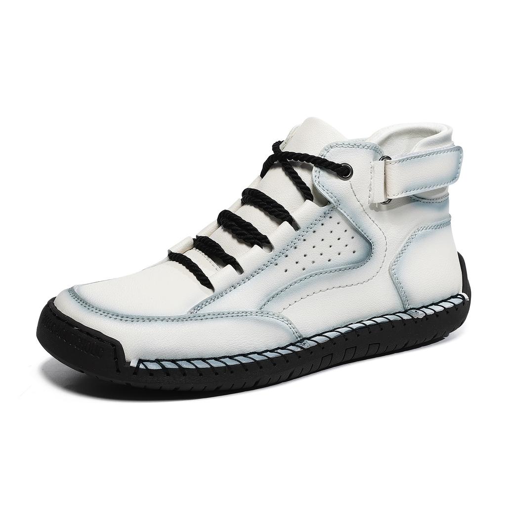 Large Size Men's Shoes Outdoor Casual Shoes Flat Stitched Leather Shoes High Top Large Size Shoes Martin Boots