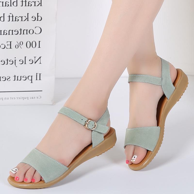 Women's Korean Style Wedge Sandals - Genuine Leather, Non-slip, Suede High Heel Platform, Fashionable Summer Footwear