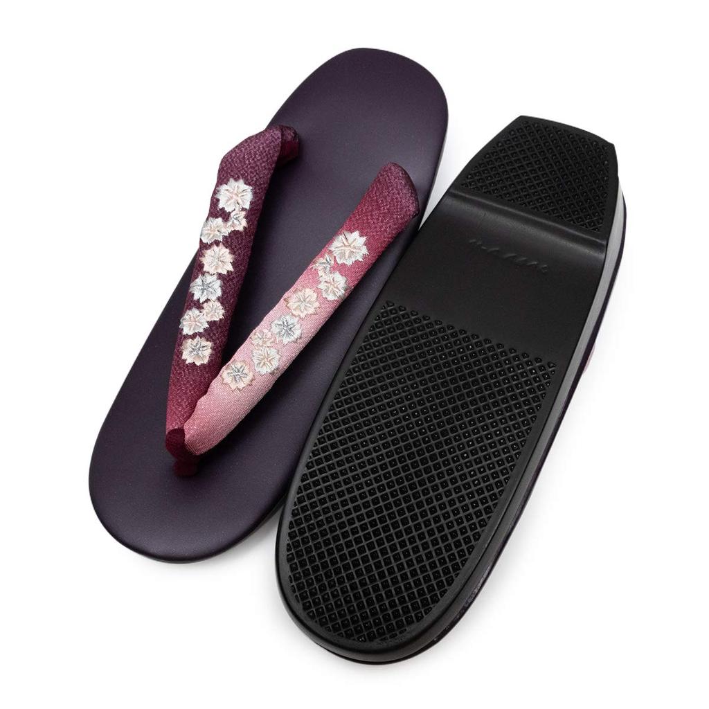 Verschwommene Urethansohle [Kyouetsu] Damen Sandalen, Zehensteg, Stickerei, (04.Lila)