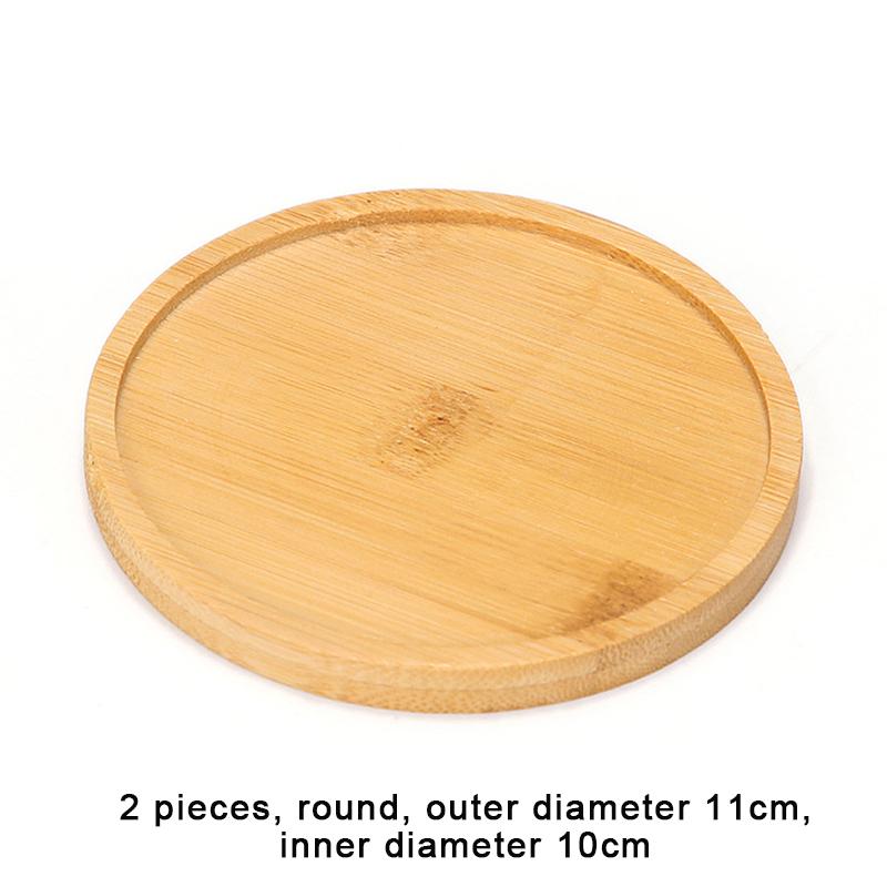 Einfacher Stil Hausdekoration Sukkulenten Bonsai Halter Runde Quadratische Blumentopf Basis Bambus Holz Tablett