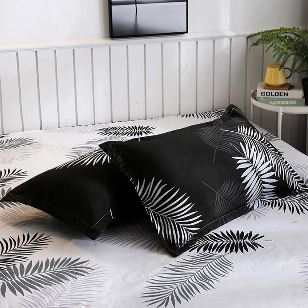 Palm Leaf Comforter Cover Set Leaves Print Bedding Set Queen Size for Kids Adult Botanical Plant Duvet Cover Soft Quilt Cover