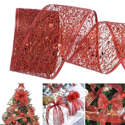 1 Rolle Dekorationsmaterial Schleife Geburtstag Gaze Band Weihnachten Bastelzubehör Geschenkverpackung Gold Silber Rot Hochzeit 2m/3m/5m