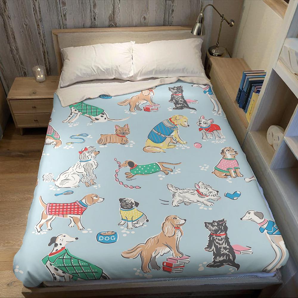 Cute Dog Flannel Blanket Warm Soft Halloween Christmas Couch Warm Cozy Decorative Decor Gift For All Season