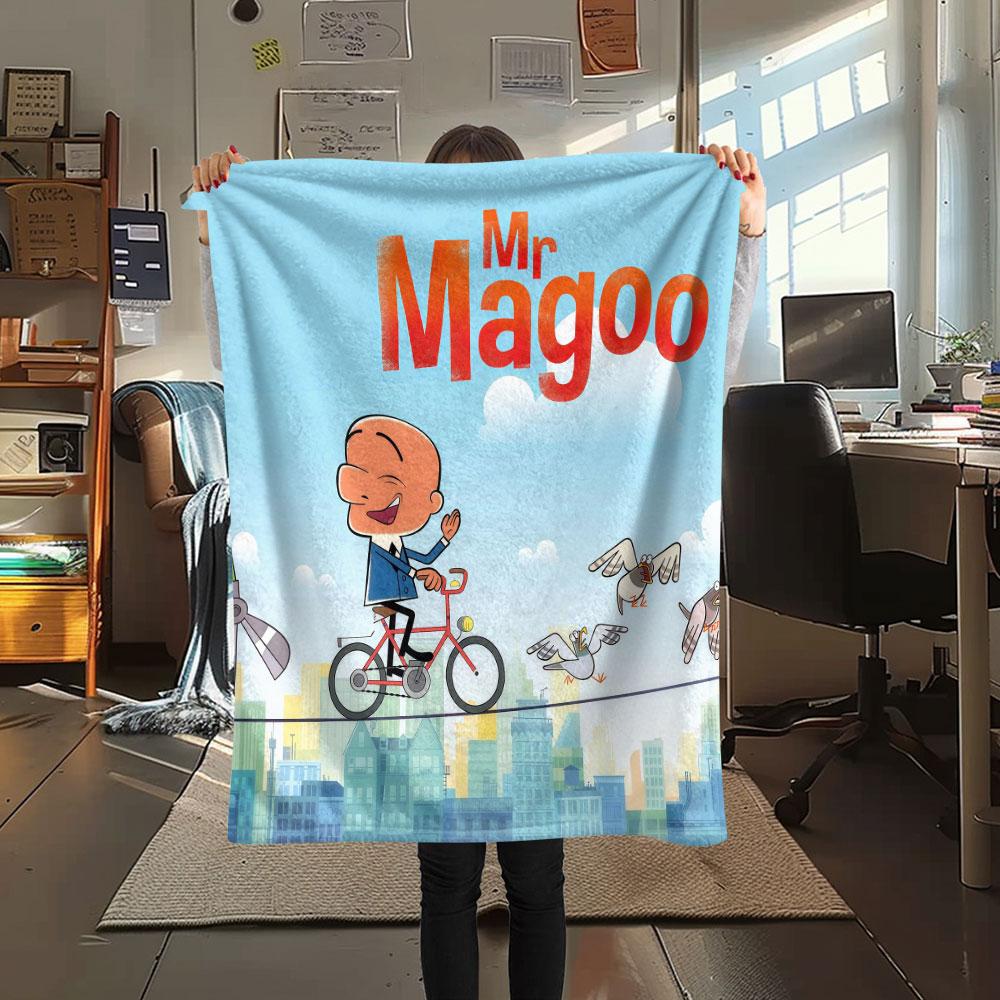 Mr. Magoo Printed Flannel Blanket, soft throw for bedroom sofa, washable, Christmas present, great gift.
