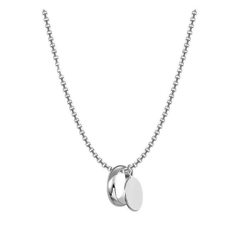 

Wang Yibo same ring necklace trendy man cold style hip hop accessories pendant women s jewelry titanium steel necklace women