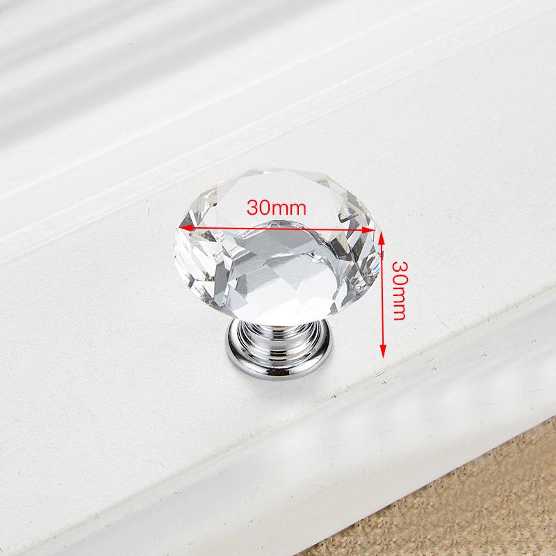KAK 30mm 5pcs Diamond Shape Crystal Glass Knobs Cupboard Pulls Drawer Knobs Kitchen Cabinet Handles Furniture Handle Hardware