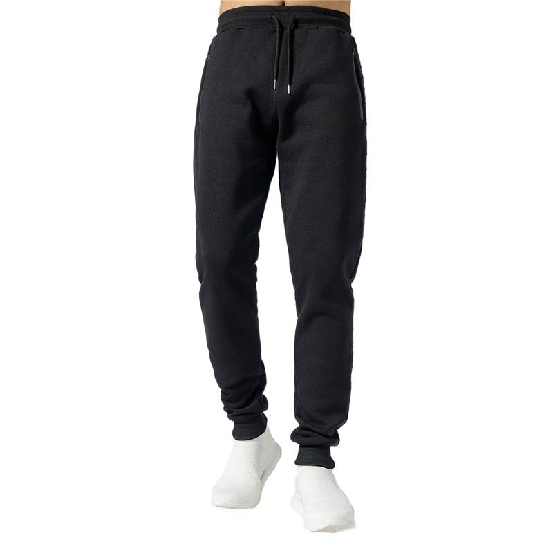 Men's Sports Casual Pants Zipper Fleece Fitness Running Solid Color Elastic Waist Guard Pants Outdoor Sports Simple Casual Pants