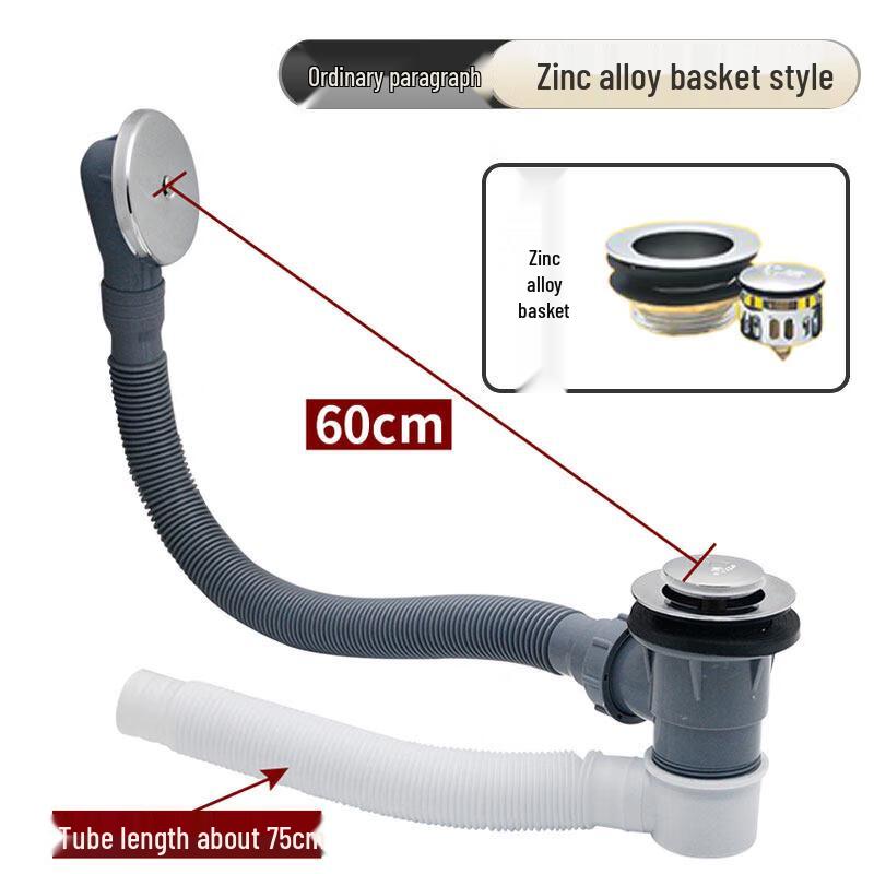 TLXT Pop-up Bathtub Drain Stopper with Integrated Pipe