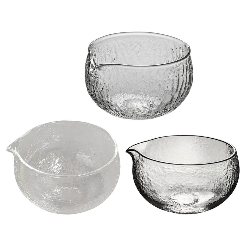 Matcha Hammered Glass Bowl Glass Tea Accessories Handcrafted with Spout