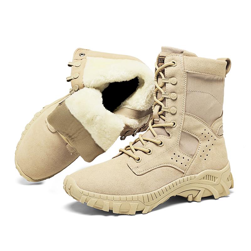 Luxury Men's High-top Boots Waterproof Anti-skid Wear-resistant Shoes Fashion Side Zipper Shoe Outdoor Climb Work Plus Velvet To Keep Warm Hiking Boot
