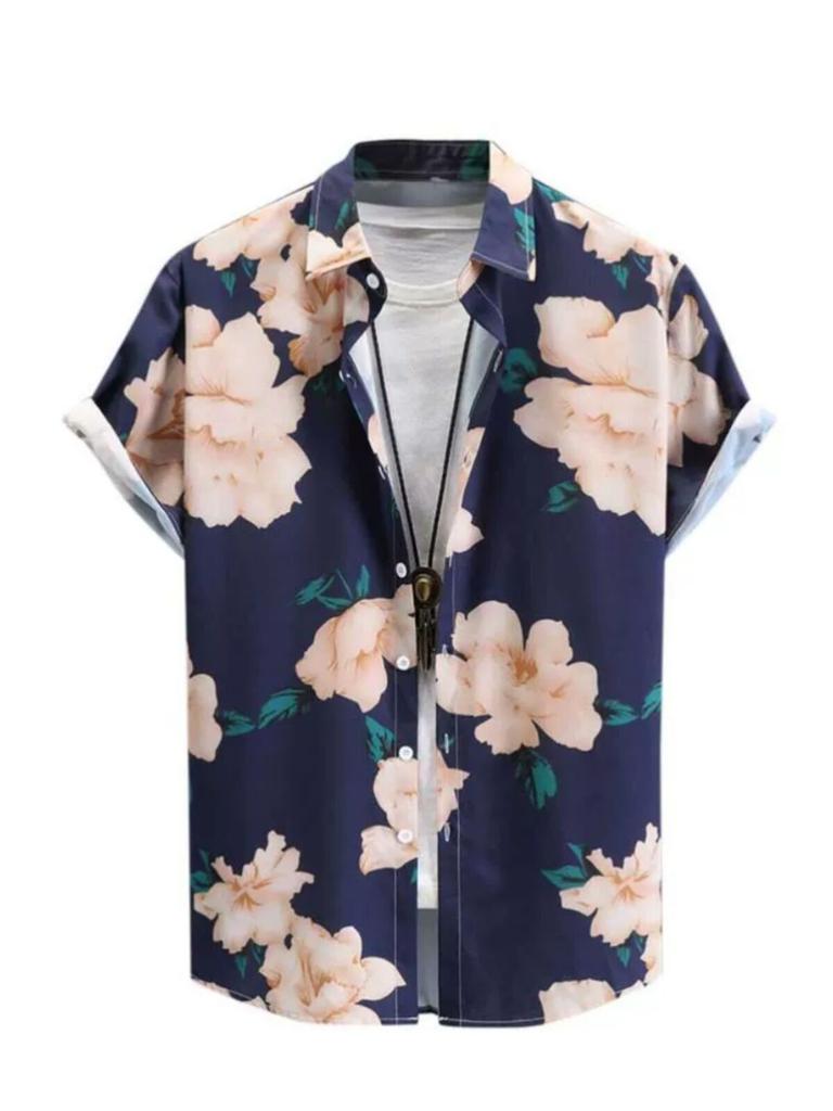 3D Lapel Cardigan Short Sleeved Shirt Casual 3D Lapel Short Sleeved Shirt