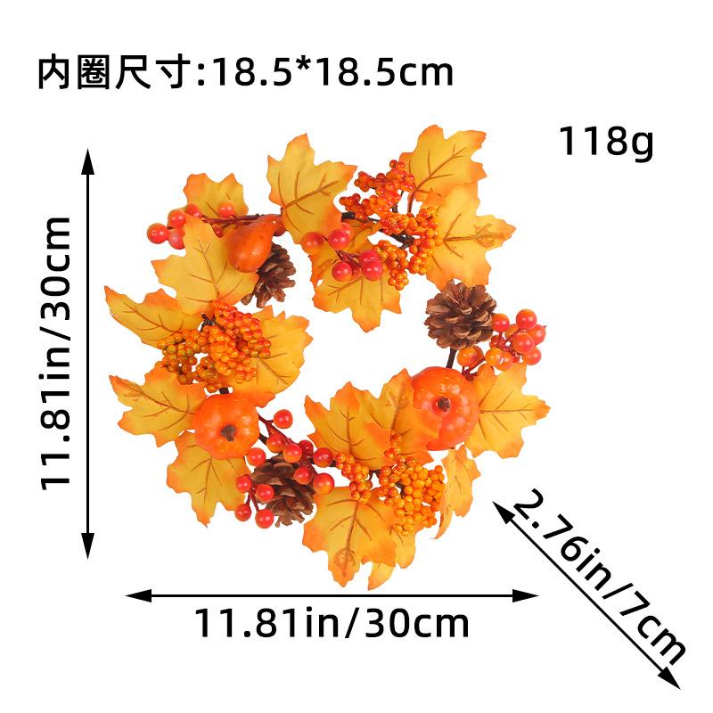 

Украшение для дома на праздник урожая на Хэллоуин, тыква, ягоды, дверь, подвесное кольцо из виноградной лозы, венок из кленовых листьев на День благодарения