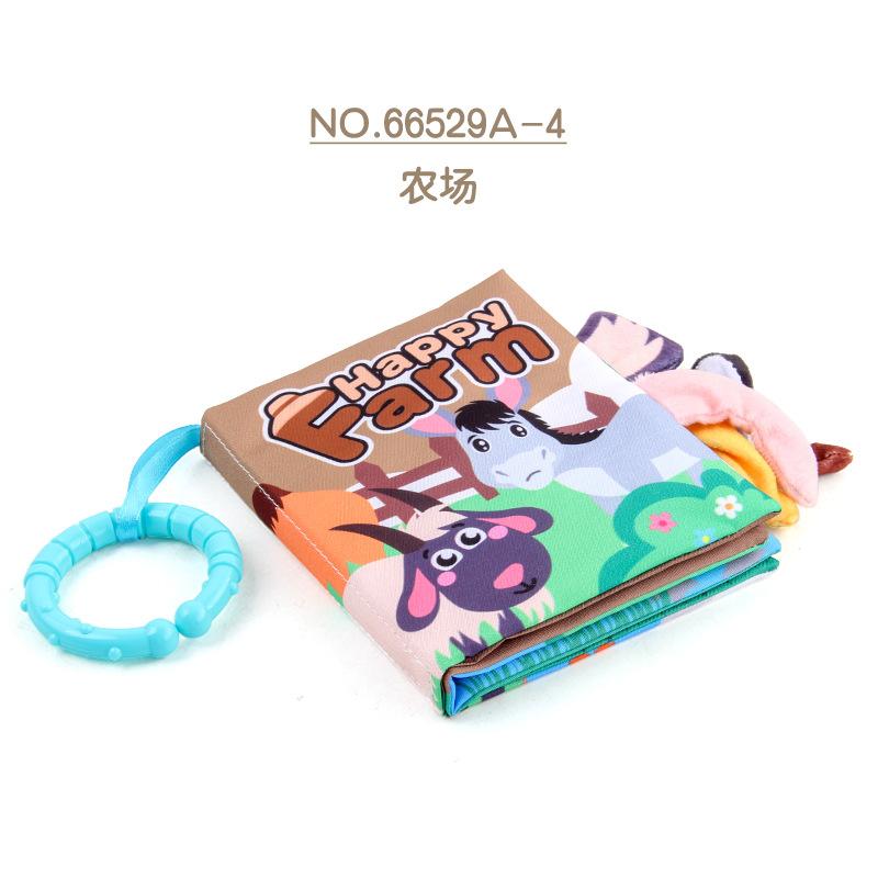 

Infant Early Education Cognitive Cloth Book Toy Sound Paper Can Not Be Torn Three-Dimensional English Palm Book With Hanging Ring Tail Cloth Book