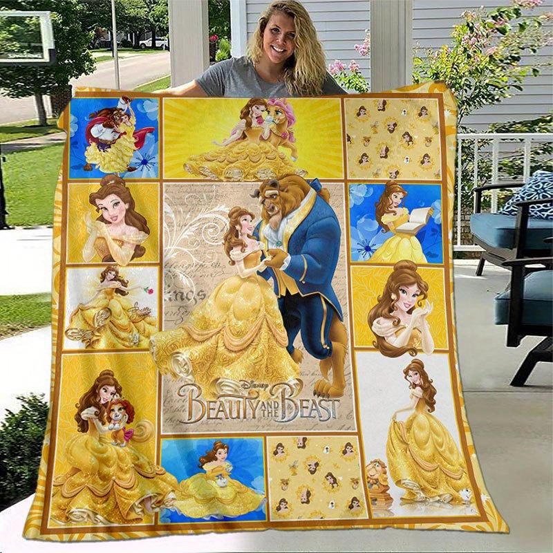 Beauty and the Beast Blanket  Ultra-Soft, Warm, Cozy Throw for Living Room, Sofa, Four Seasons Travel Accessory  Cute Cartoon Character