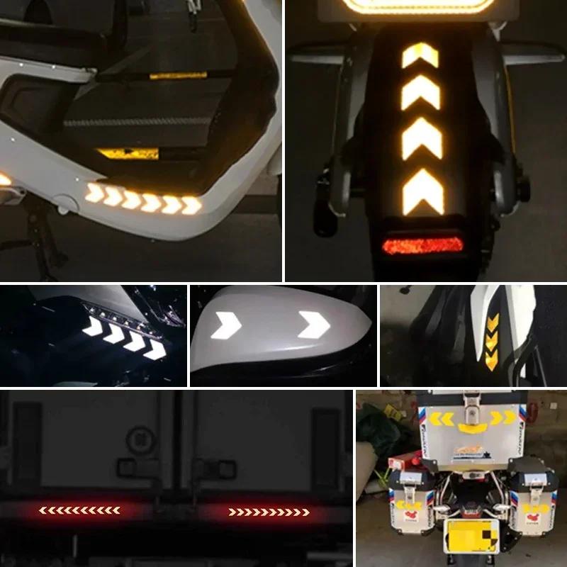 10pcs Car Reflective Arrow Sticker Safety Warning Sticker for Car Bumper Trunk Reflector Hazard Tape Car Styling Luminous Film