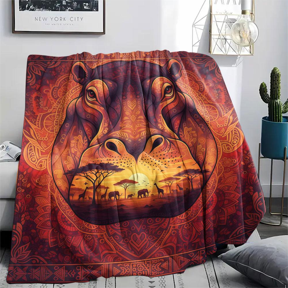 1Pc Grasslandanimals Print Flannel Blanket, High quality Comfortable for All Seasons, Home Decor, Warmth and Comfort, Perfect for Christmas Gifts
