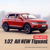JQTYB1 WELLY 1:32  VW TIGUAN SUV Alloy Car Diecasts & Toy Vehicles Car Model Sound and Light Pull back Car Toy For Kids Gift Ornaments