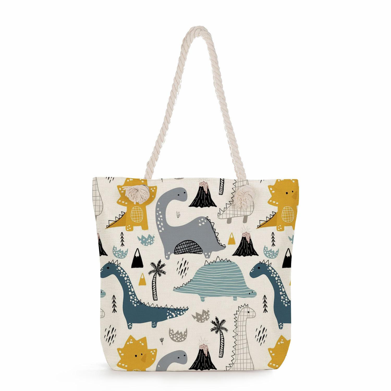 

Пляжная сумка на одно плечо из толстой веревки с принтом динозавров 7222 KTB