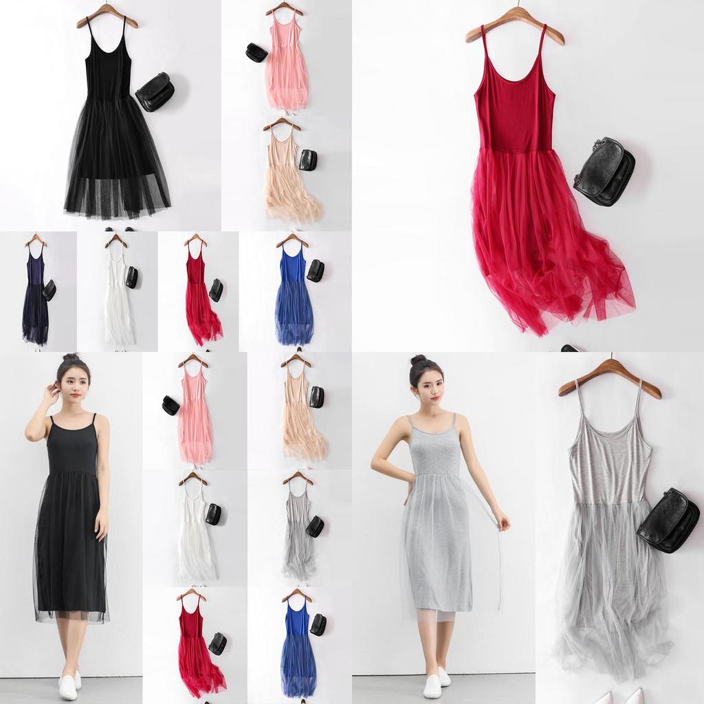 Elegant Women Summer Yarn Splicing Dress Sleeveless Boho Beach Sundress For Casual Wear