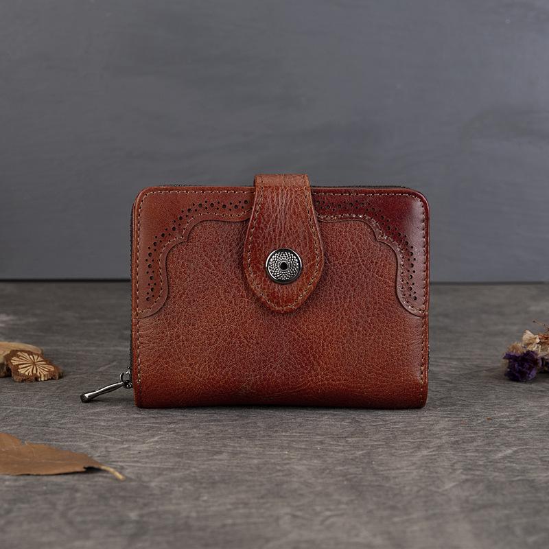 

Женский винтажный кошелек из коровьей кожи - Многофункциональный держатель для монет и карт