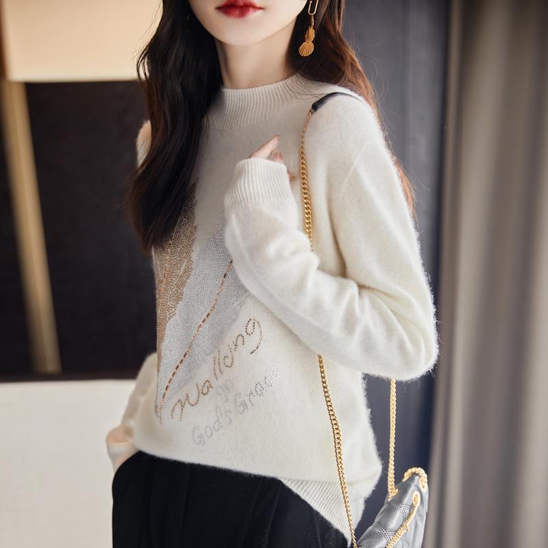 Women Sweater 100% Wool MODERN NEW SAGA Knit Pullover O-neck Thick Winter Jumpers Female Knit Tops