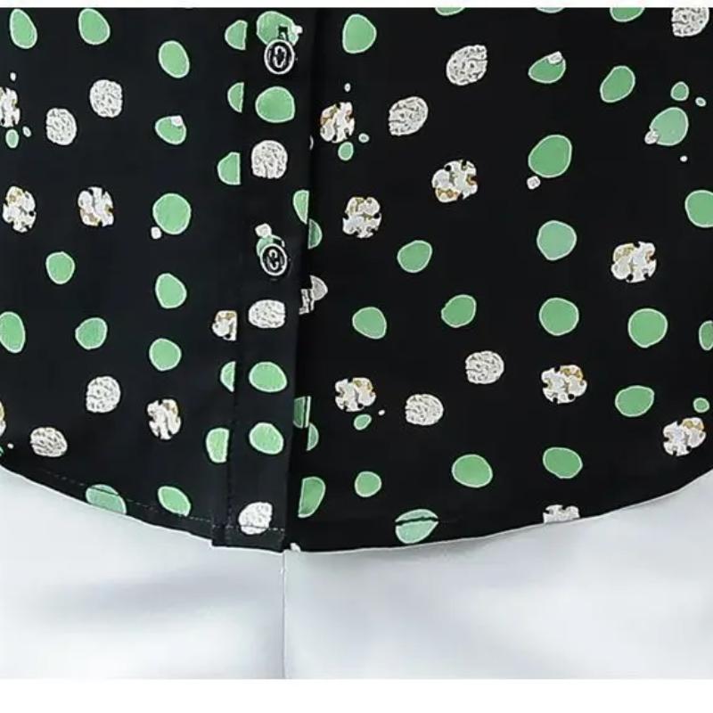 M-4XL Print Chiffon Shirt Women's Top Spring Autumn New Fashion Age Reducing Temperament 3/4 Sleeve Bottoming Blouse