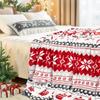 Soft Flannel Winter Blanket with Reindeer and Snowflake Pattern