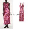 Autumn New Women Clothes Seaside Holiday Wind Swing Collar Backless Flowers Print Midi Dress 8908167