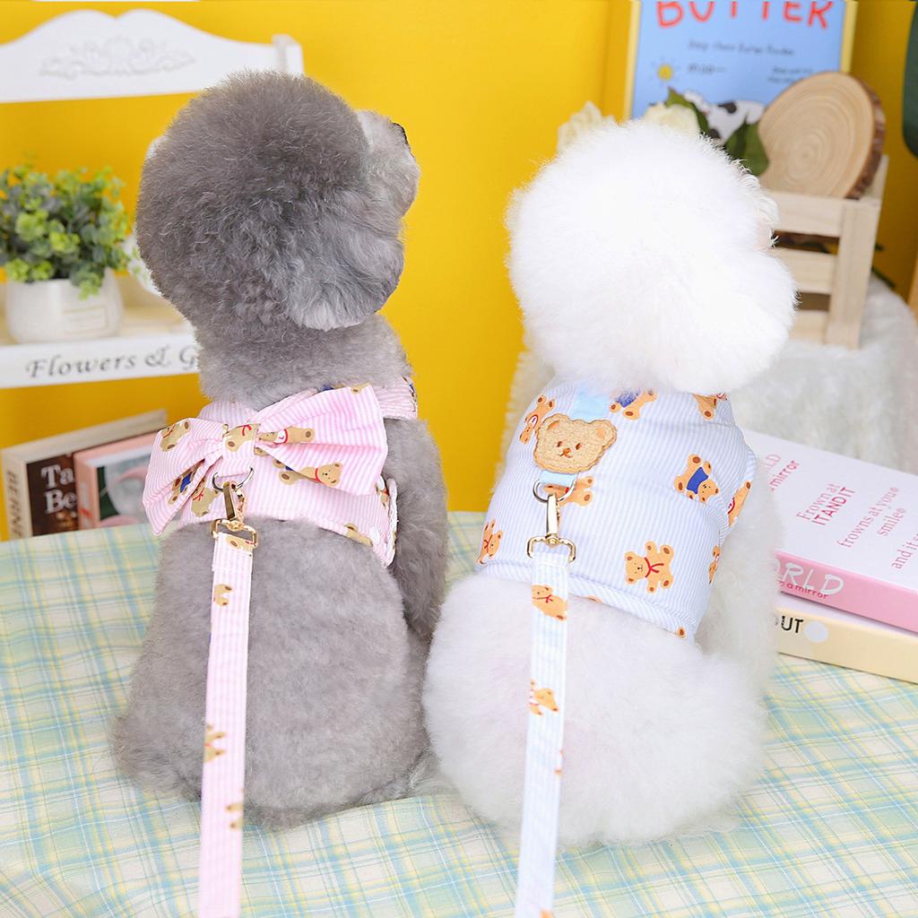 Pet Clothes Dog Harness Leash Vest Thin Summer Teddy Cat 23 Couple Style Harness Rope