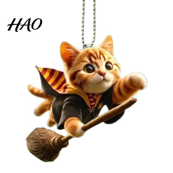 Heavy Duty Cat Decor Acrylic 2D Car Hanging Decoration Home Office Backpack Auto Decorative Pendant Rearview Mirror Cartoon Kitten Animal Ornament